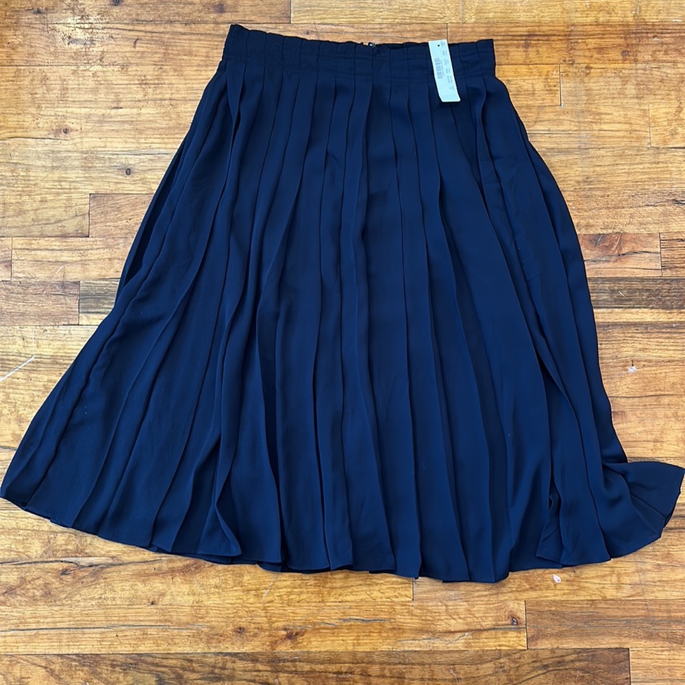 NWT J.Crew Navy Chiffon Pleated Midi Skirt